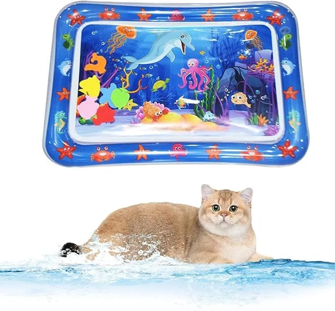 NEW Sensory Water Play Mat for Cats, Sensor Water Playmat, Cat Water Play Mat, Sensory Water Play Mat for Cats, Water Sensory Playmat with Fish for Pet Play
