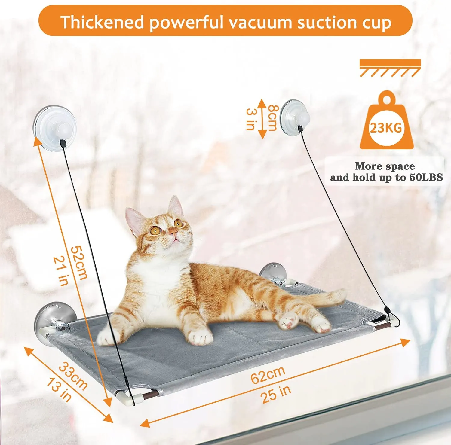 New Tucker Murphy Pet Cat Window Perch with Screw Suction Cups, Cat Window Hammock for Two Cats, Large Space Cat Window Bed, Cat Window Seat for Sunbathing Holding up to 50 LBS (Grey) Retails $100 
