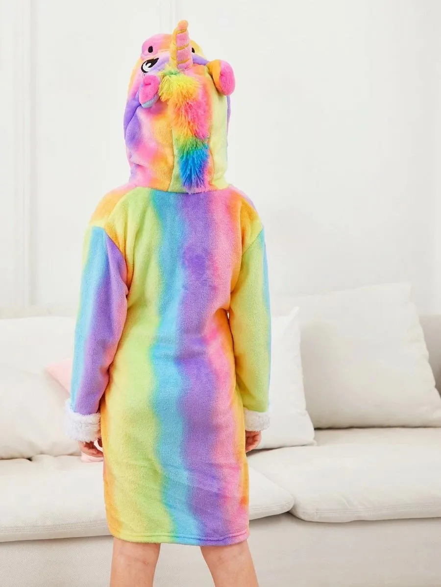 New Ultra Soft Kids Unicorn Robe, Sz 6-8!