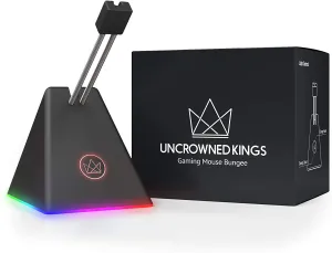 New Uncrowned Kings Mouse Bungee - PC Gaming Mouse Bungee Cable Holder - Mouse Cable Holder With 4 LED Color Modes & RGB Lighting - Gaming Mouse Cord Holder With Wire & Cord Management Support