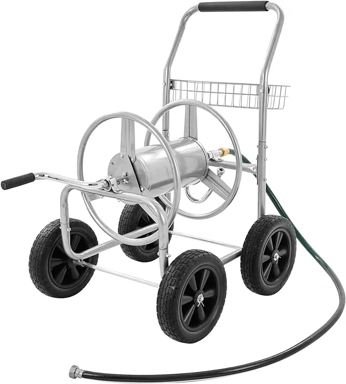 New VEVOR Hose Reel Cart, Hold Up to 250 ft of 5/8’’ Hose, Garden Water Hose Carts Mobile Tools with 4 Wheels, Heavy Duty Powder-Coated Steel Outdoor Planting with Storage Basket, for Garden, Yard, Lawn! Retails $220 
