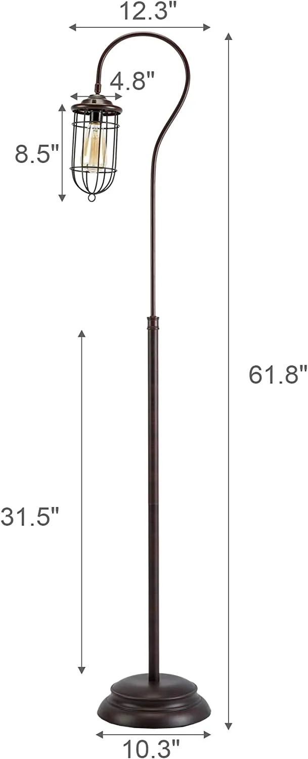 New VONLUCE Industrial Floor Lamp with Adjustable Cage Shade, 62 inches Rustic Floor Lamp Brushed in Reddish Bronze Finish
