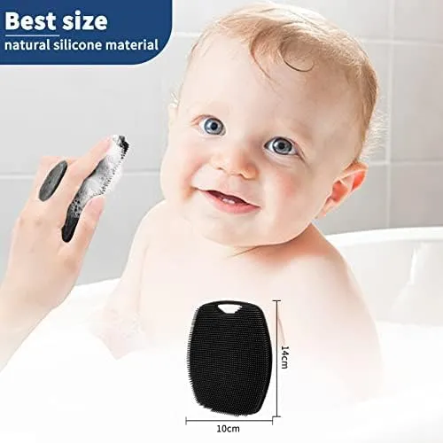 NEW VWMYQ Silicone Body Scrubber for Men,Premium Nourishing Cleaning & Exfoliating Your Skin Lather Boosting Bristles with Ergonomic No-Slip Handle, Long-Lasting Easy to Clean（1pc black）