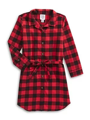 New with tags! Children's Girls Core Life Plaid Cotton Shirtdress, Sz 6X!