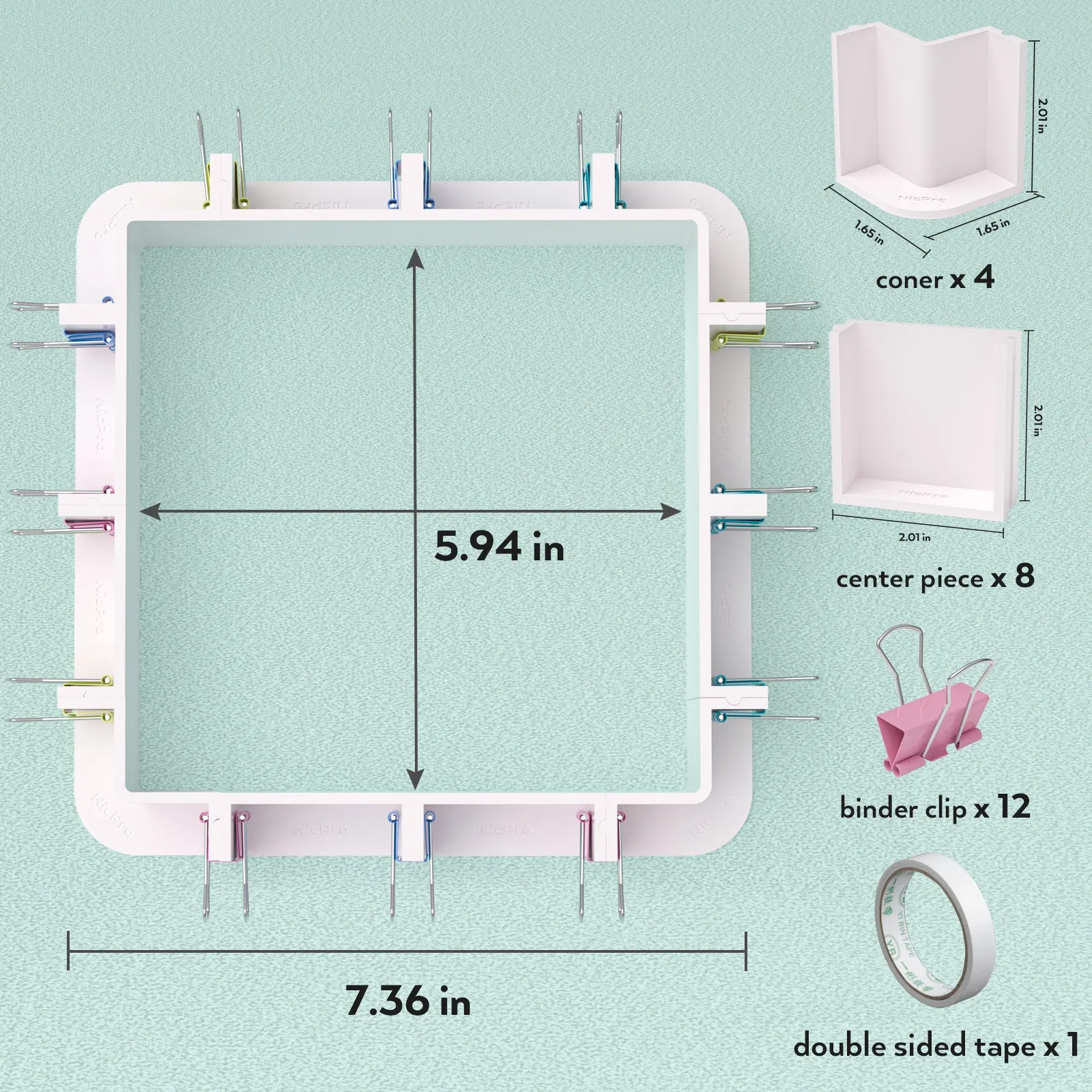 Nicpro Adjustable Molds Housing for Silicone Mold Making, Reusable Plastic Housing Frame Mold Making Silicone Rubber, for DIY Resin Molds, Soap Molds, Candle Molds with Binder Clips, Double-Sided Tape