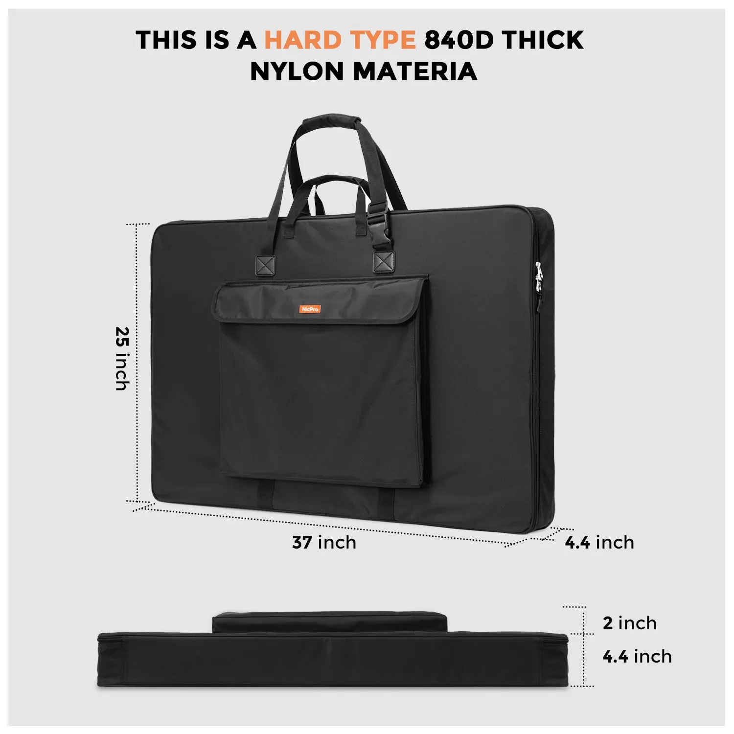 Nicpro Upgrade Art Portfolio Bag 24 x 36 Inches Waterproof Artist Carrying Bag Hard Sided Sturdy with Strap,Storage for Artwork Sketch Drawing Photography