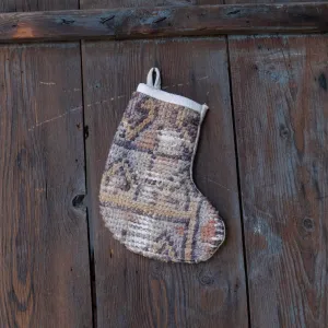 No. 364 Mini Size Christmas Vintage Rug Stocking One-of-a-Kind