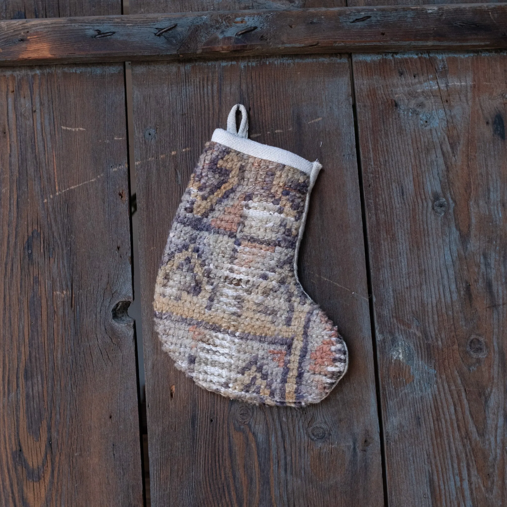 No. 364 Mini Size Christmas Vintage Rug Stocking One-of-a-Kind