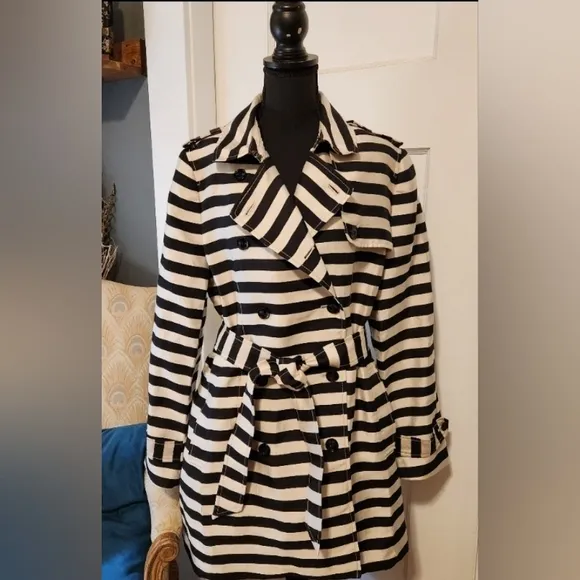 NWOT BR Monogram Striped Trench
