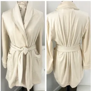 NWT $88 Express Edition Oversized Dreamy Soft Velour Wrap Robe Ivory/Cream XXS/S