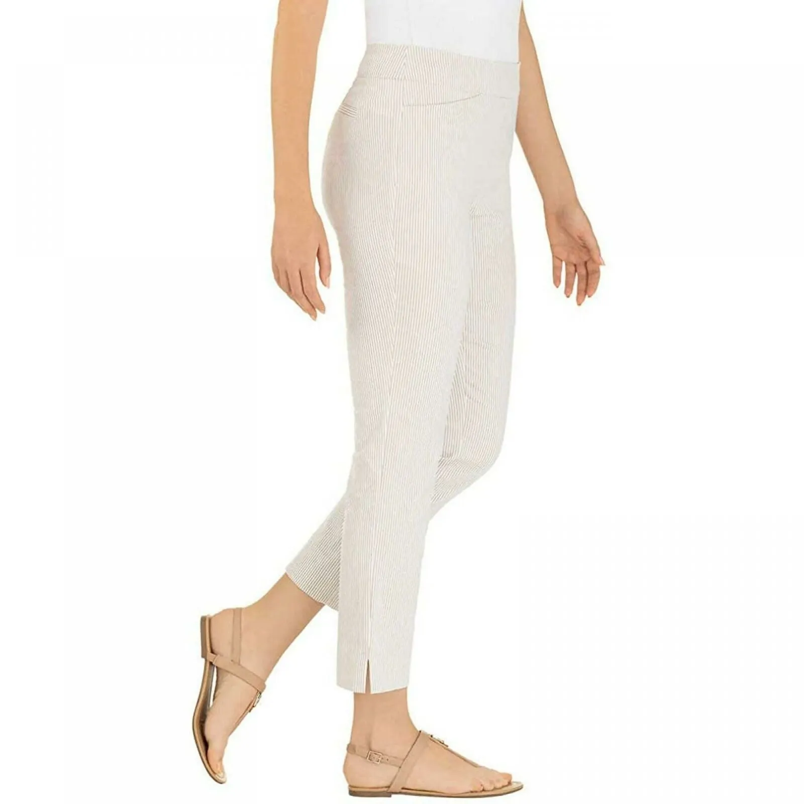 NWT Hilary Radley Women's Stretch Seersucker Pull-On Ankle Pants. 1364094 2XL