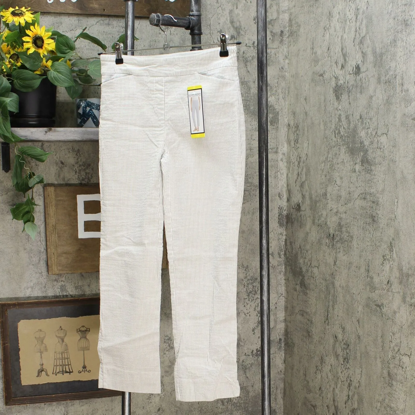 NWT Hilary Radley Women's Stretch Seersucker Pull-On Ankle Pants. 1364094 2XL