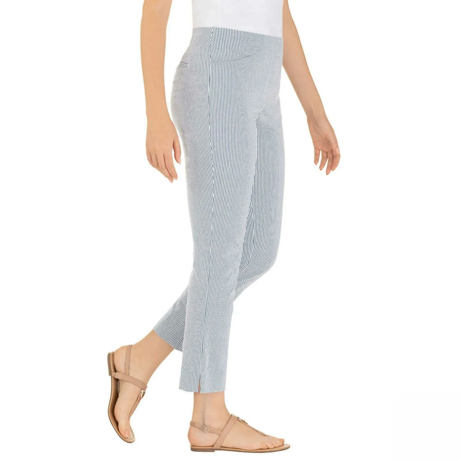 NWT Hilary Radley Women's Stretch Seersucker Pull-On Ankle Pants. 1364094 2XL