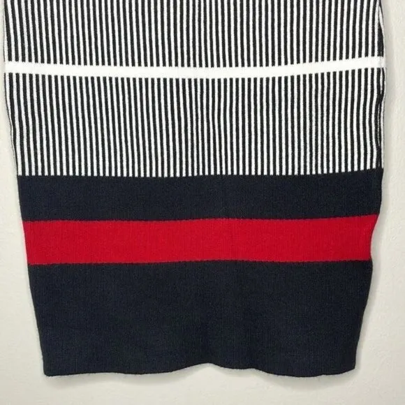 NWT Seek the Label Size XS Red Black White Stripe Knit Stretch Mini Skirt $108