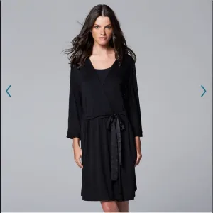 🖤NWT Simply Vera Vera Wang Luxury Wrap Black Robe in XS