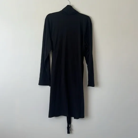 NWT Skin Coleen Black Organic Cotton Knee Length Robe Size 4 XL Reg. $145