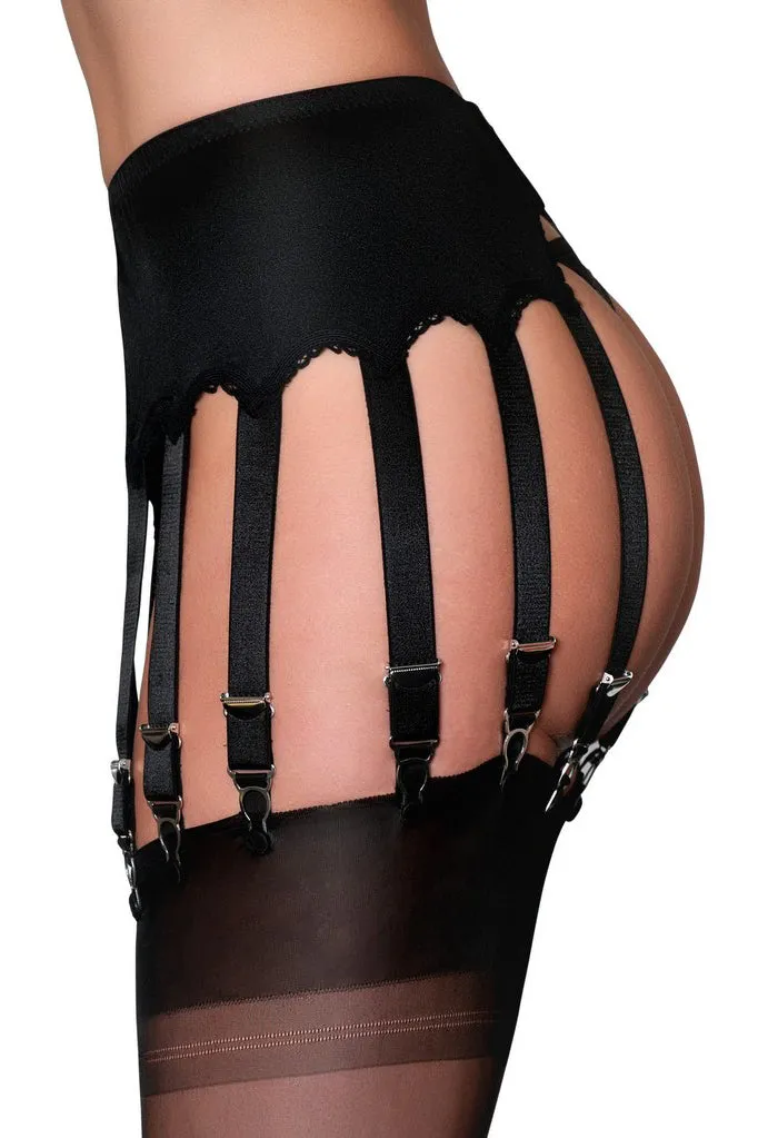 Nylon Dreams 14 Strap Suspender Belt Black
