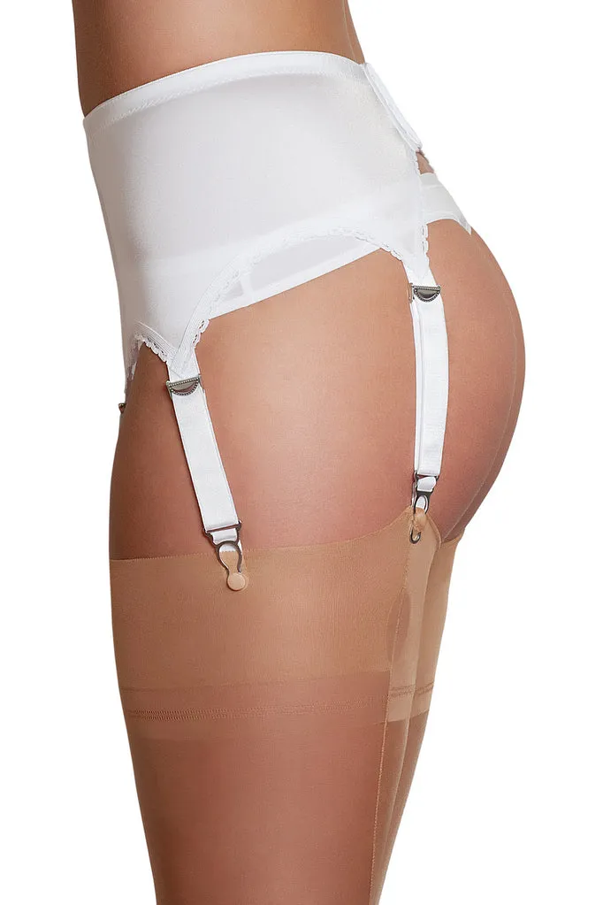 Nylon Dreams 6 Strap Suspender Belt White