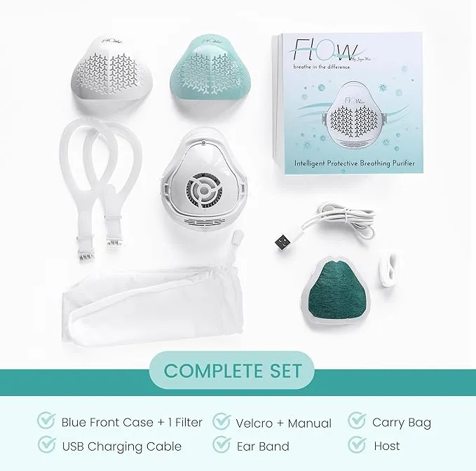 o2 Flow Electrical Air Purifier Mask with HEPA and Carbon Filter