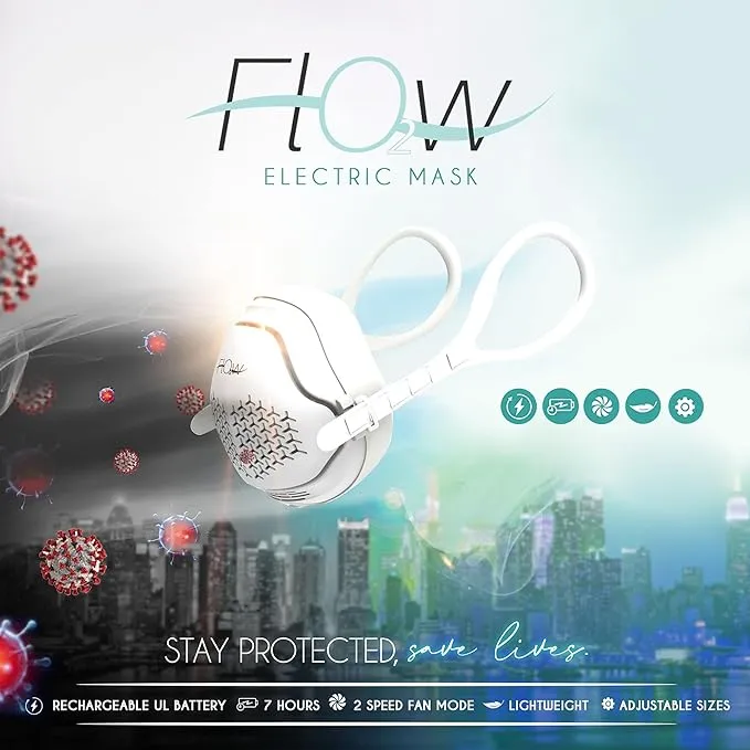 o2 Flow Electrical Air Purifier Mask with HEPA and Carbon Filter