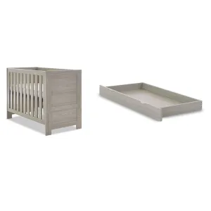 OBABY Nika Mini Cot Bed & Underdrawer - Grey Wash
