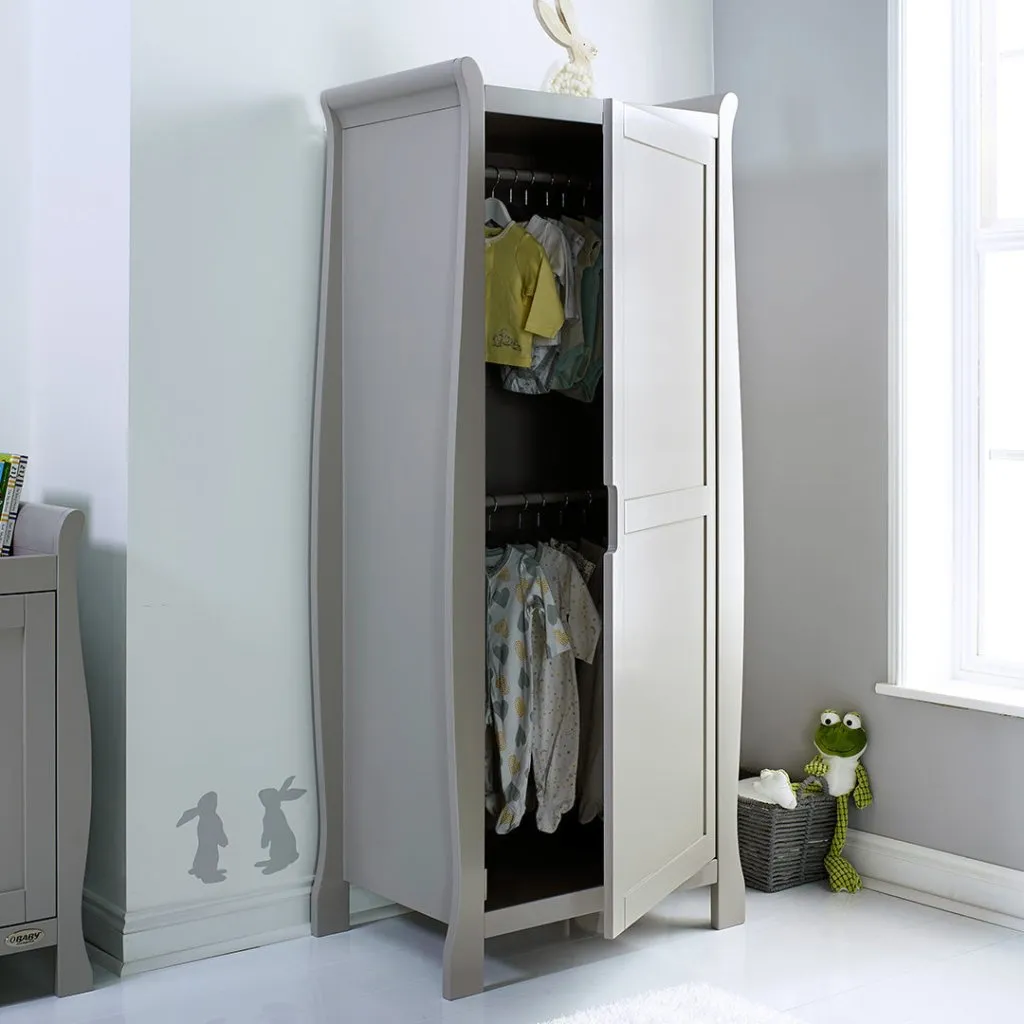 OBABY Stamford Sleigh Single Wardrobe - Taupe Grey