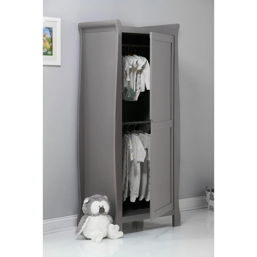 OBABY Stamford Sleigh Single Wardrobe - Taupe Grey
