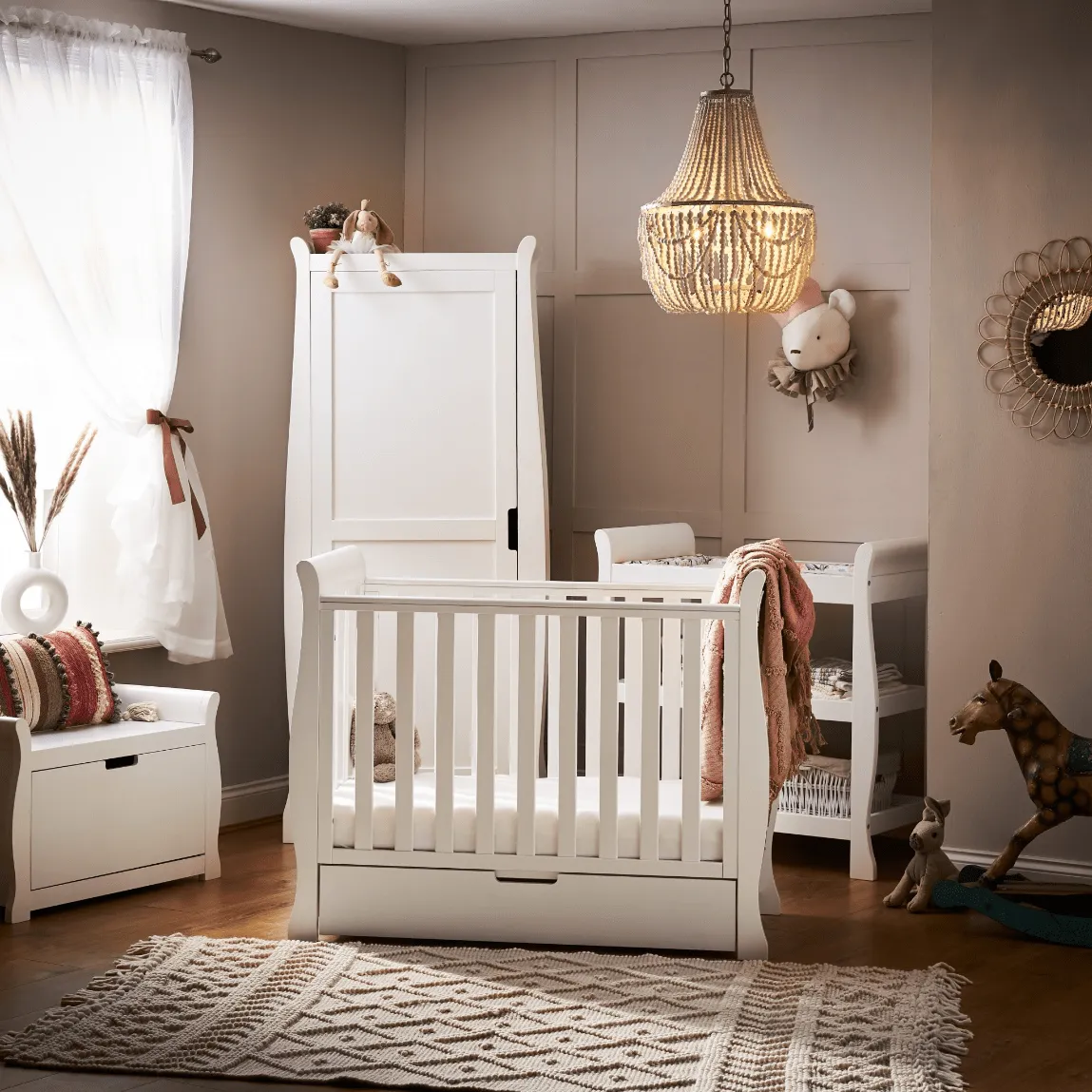 Obaby Stamford Space Saver Sleigh 3 Piece Room Set - Direct Delivery