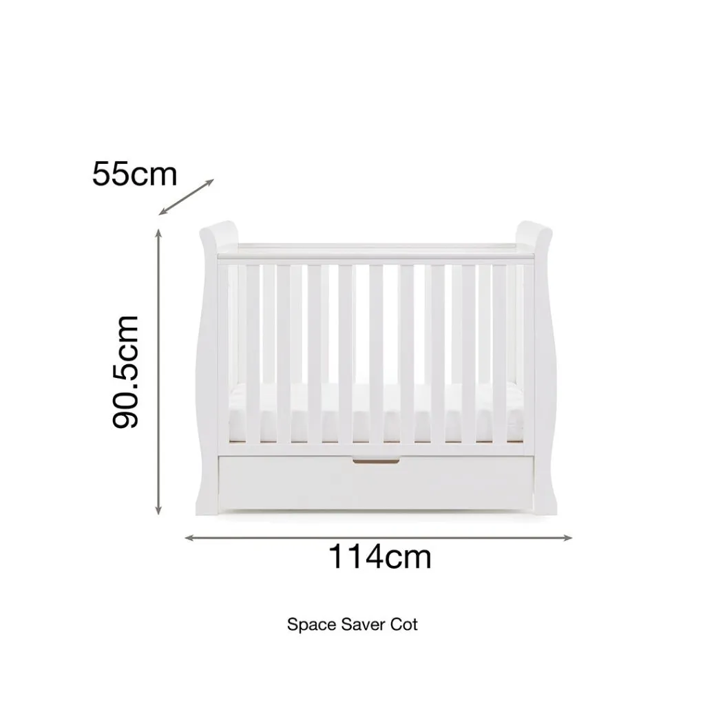 OBABY Stamford Space Saver Sleigh 3 Piece Room Set - White