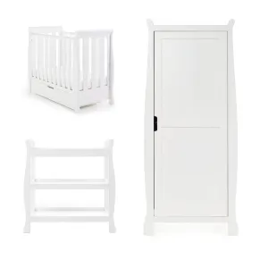 OBABY Stamford Space Saver Sleigh 3 Piece Room Set - White