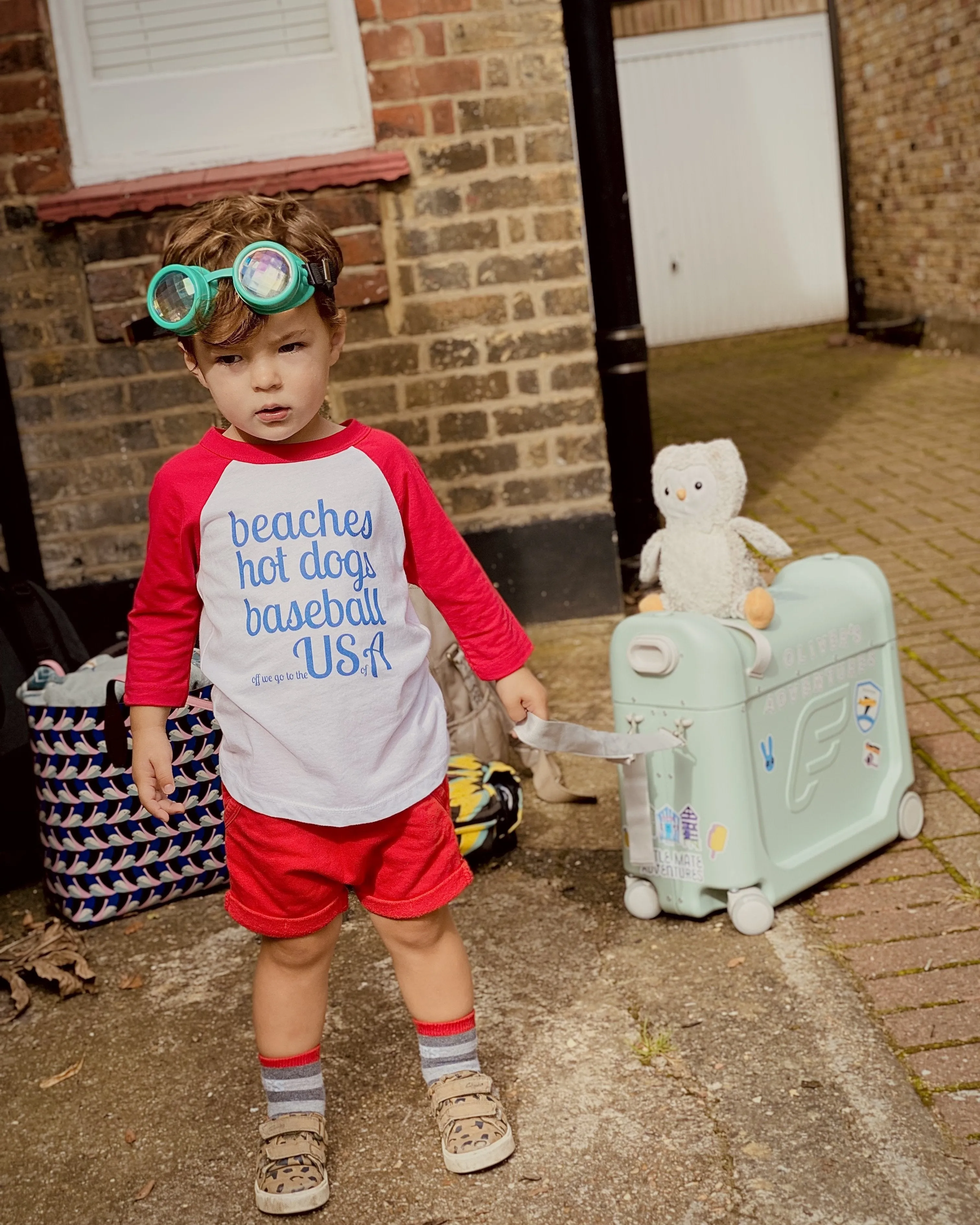OFF WE GO TO THE USA - Kid's Baseball Sleeve T-Shirt