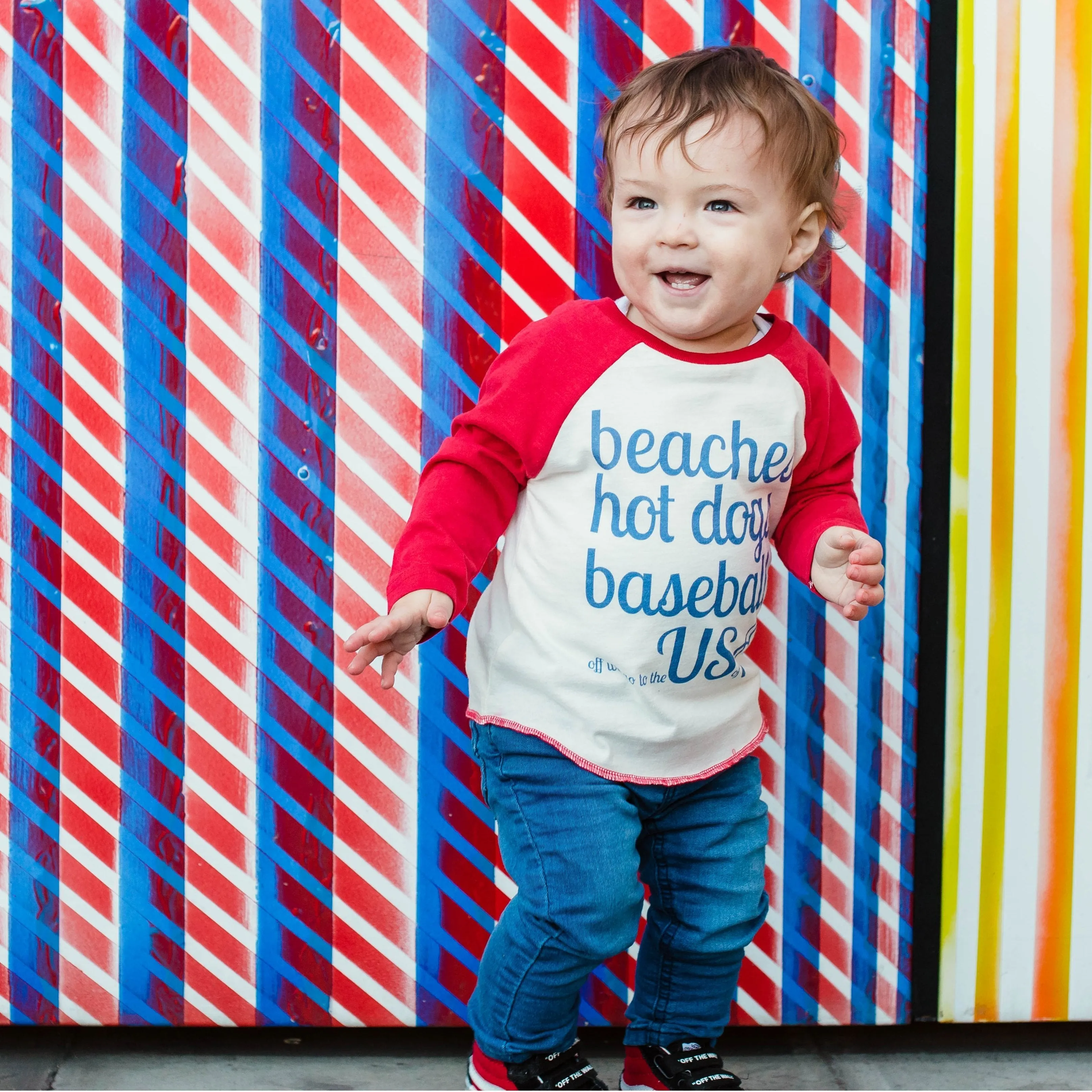 OFF WE GO TO THE USA - Kid's Baseball Sleeve T-Shirt