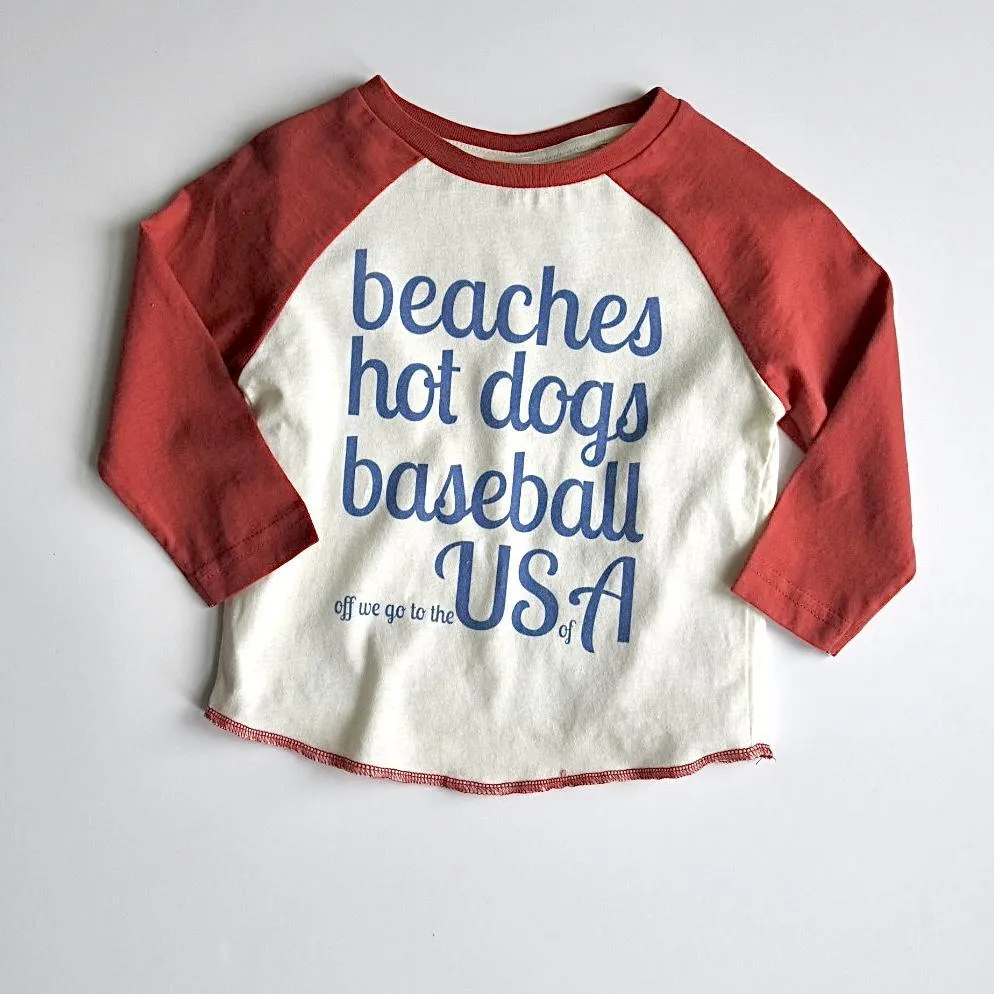OFF WE GO TO THE USA - Kid's Baseball Sleeve T-Shirt