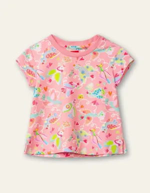 OILILY Twinz Mini Girls Geranium Pink Birds T-Shirt - CLEARANCE SALE