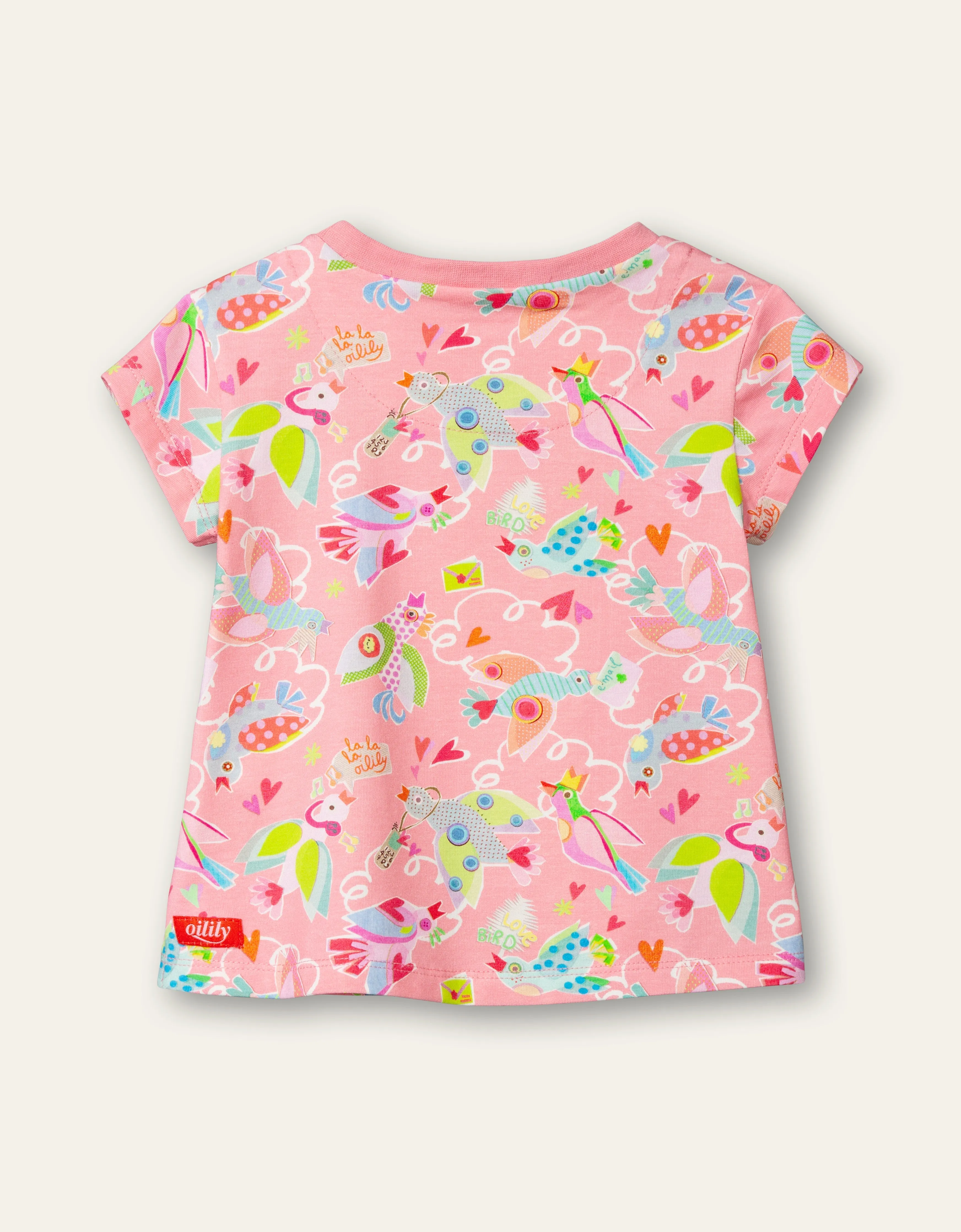 OILILY Twinz Mini Girls Geranium Pink Birds T-Shirt - CLEARANCE SALE