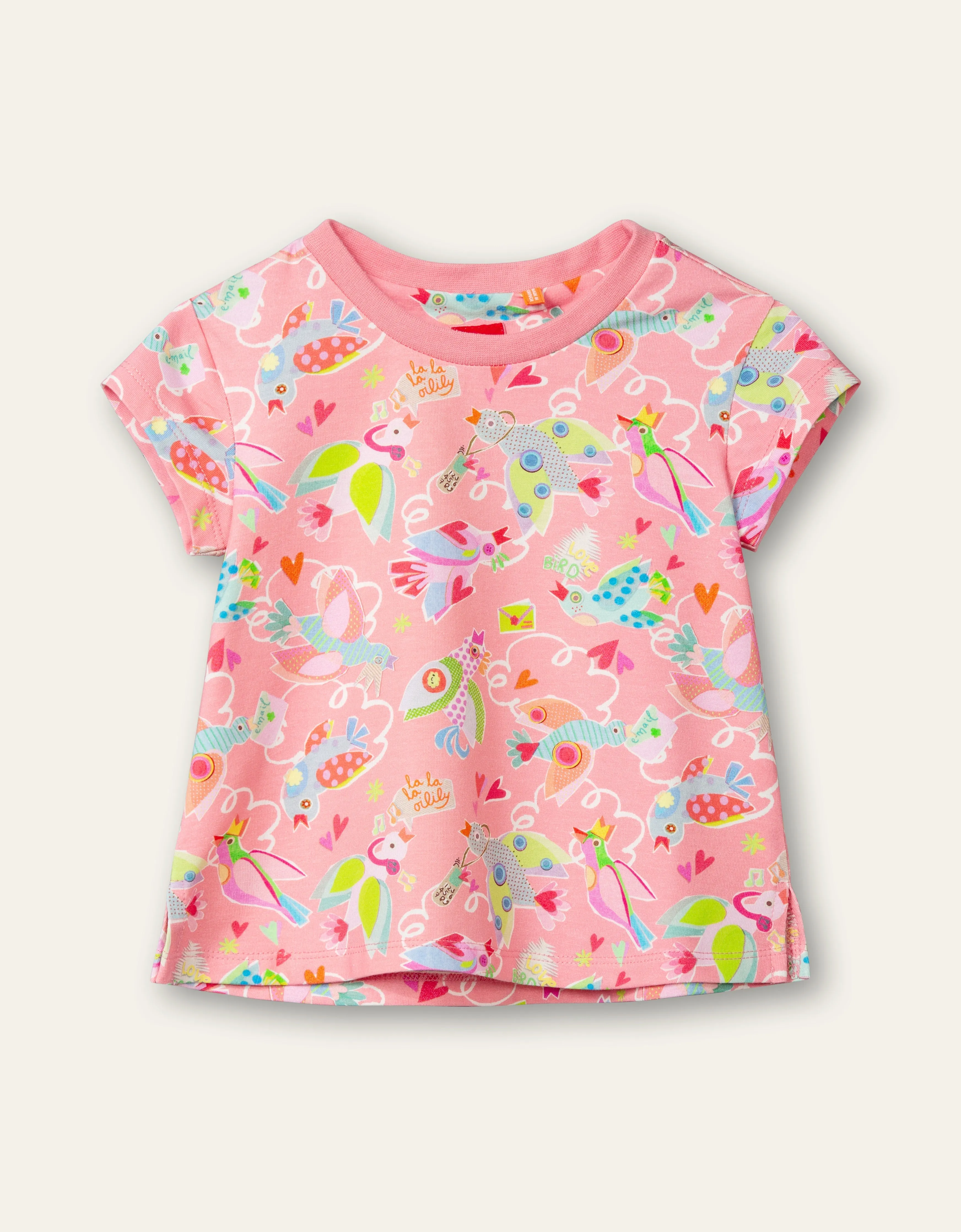 OILILY Twinz Mini Girls Geranium Pink Birds T-Shirt - CLEARANCE SALE