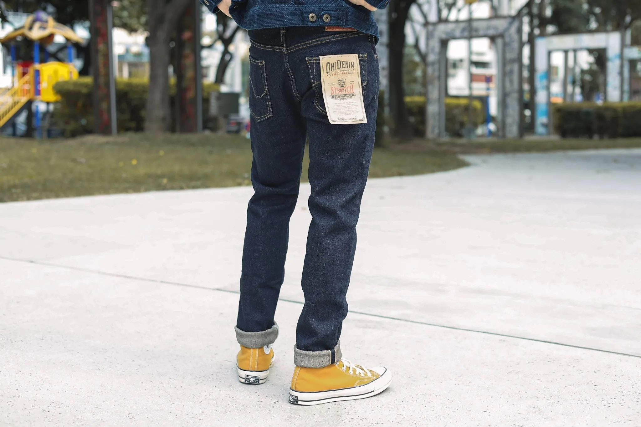 【ONI DENIM】122S Stretch Denim 15oz White x Beige 特製中高磅數彈性丹寧窄版錐形褲