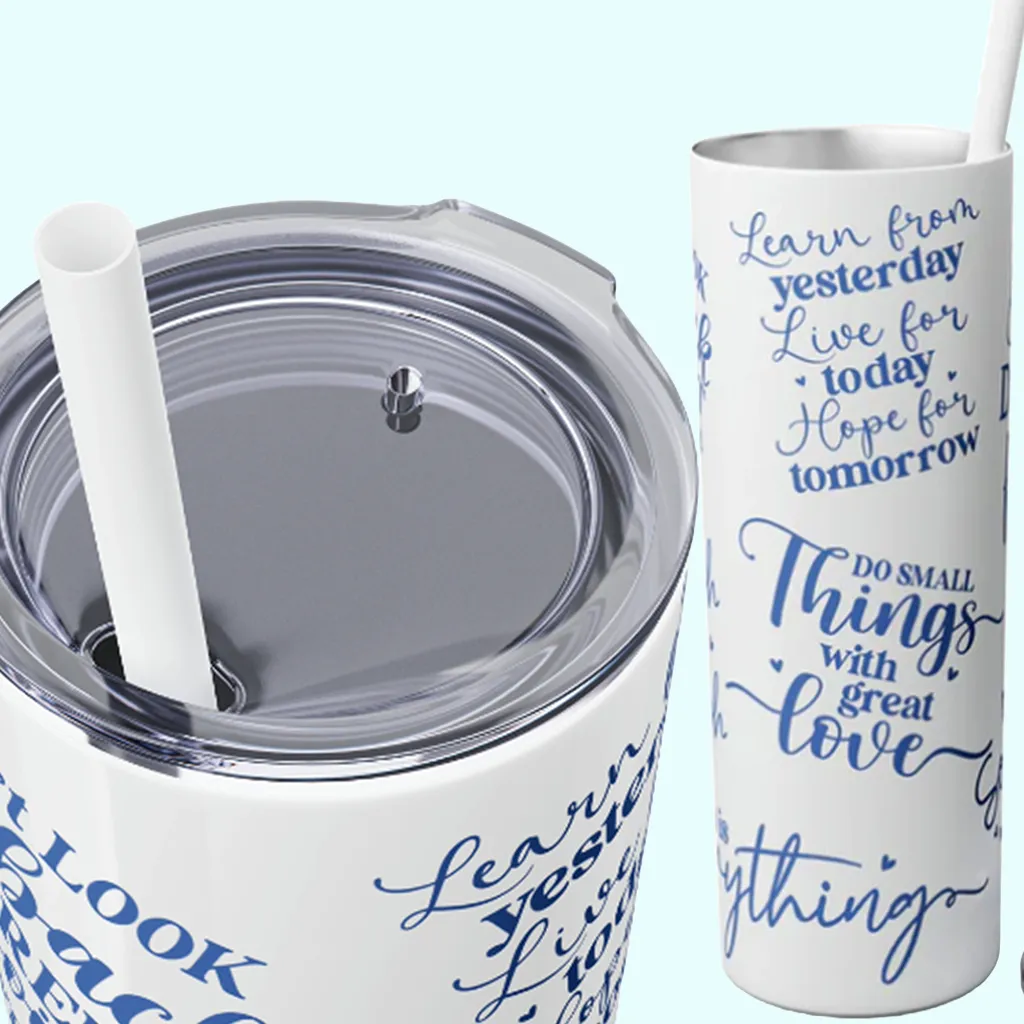 OOI -  Skinny Tumbler with Straw, 20oz Affirmations