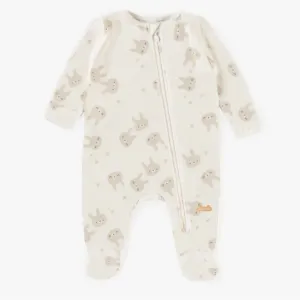 Organic Cotton Footie, Cream Bunny