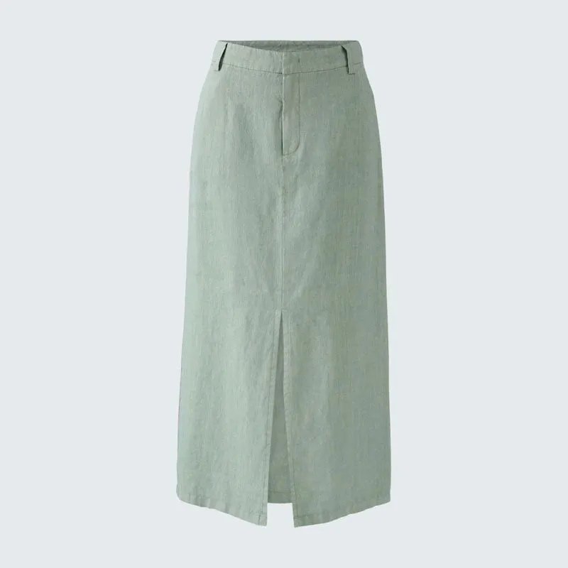 OUI 92882 Linen Skirt in Sage