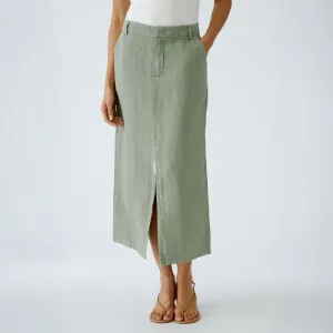 OUI 92882 Linen Skirt in Sage