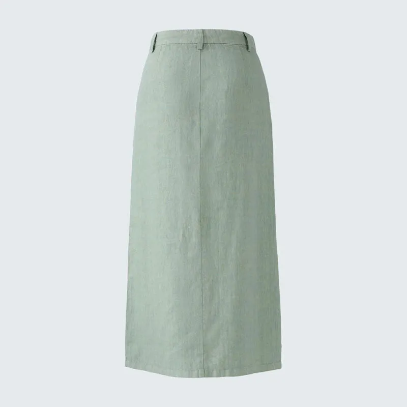 OUI 92882 Linen Skirt in Sage