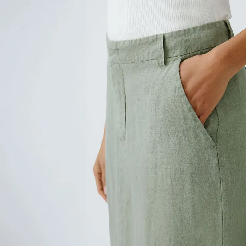 OUI 92882 Linen Skirt in Sage