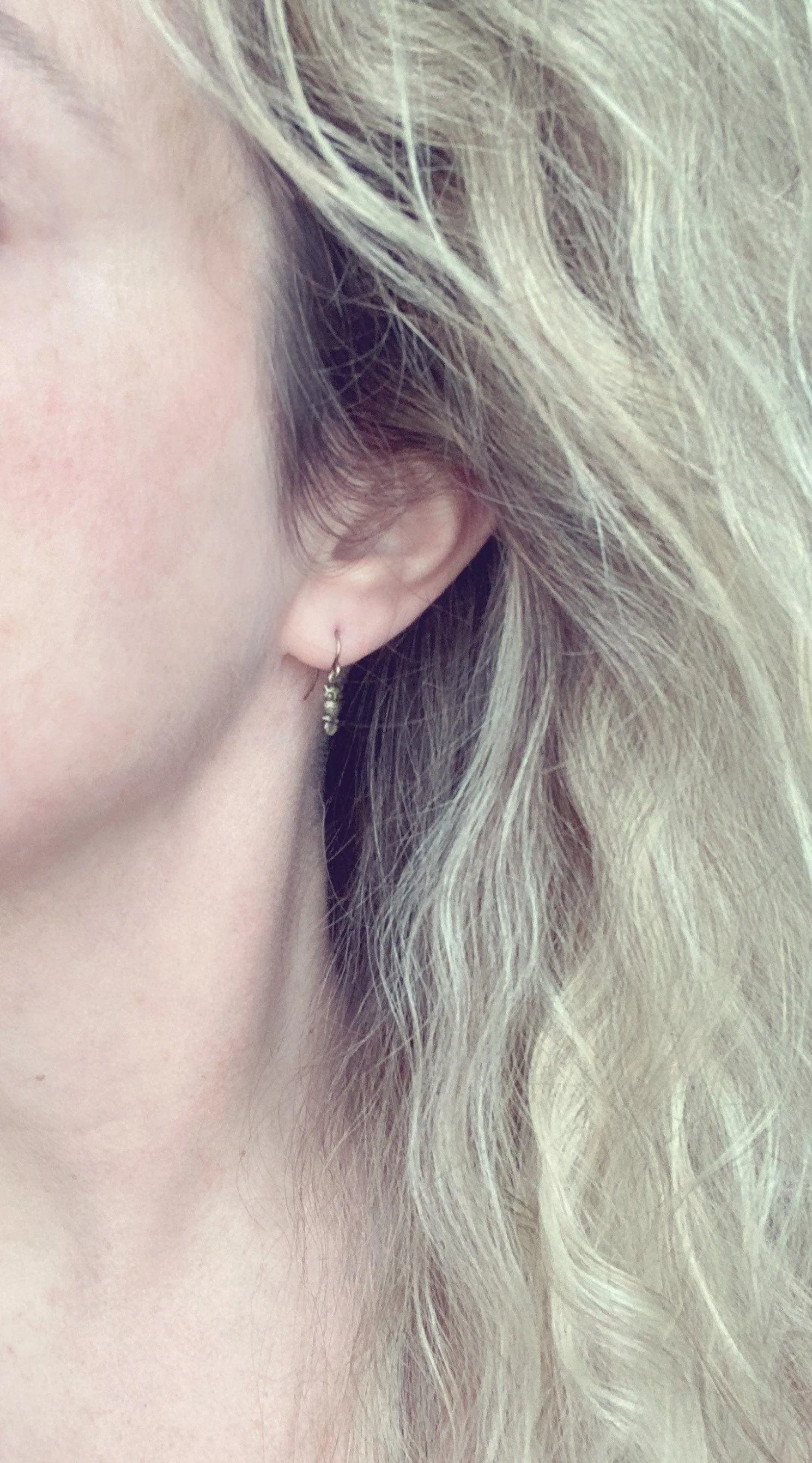 Owl Dangle Earrings, tiny owl earring, antique silver owl, oxidized silver dangle, small bird earring, little hook, delicate earring, owlet