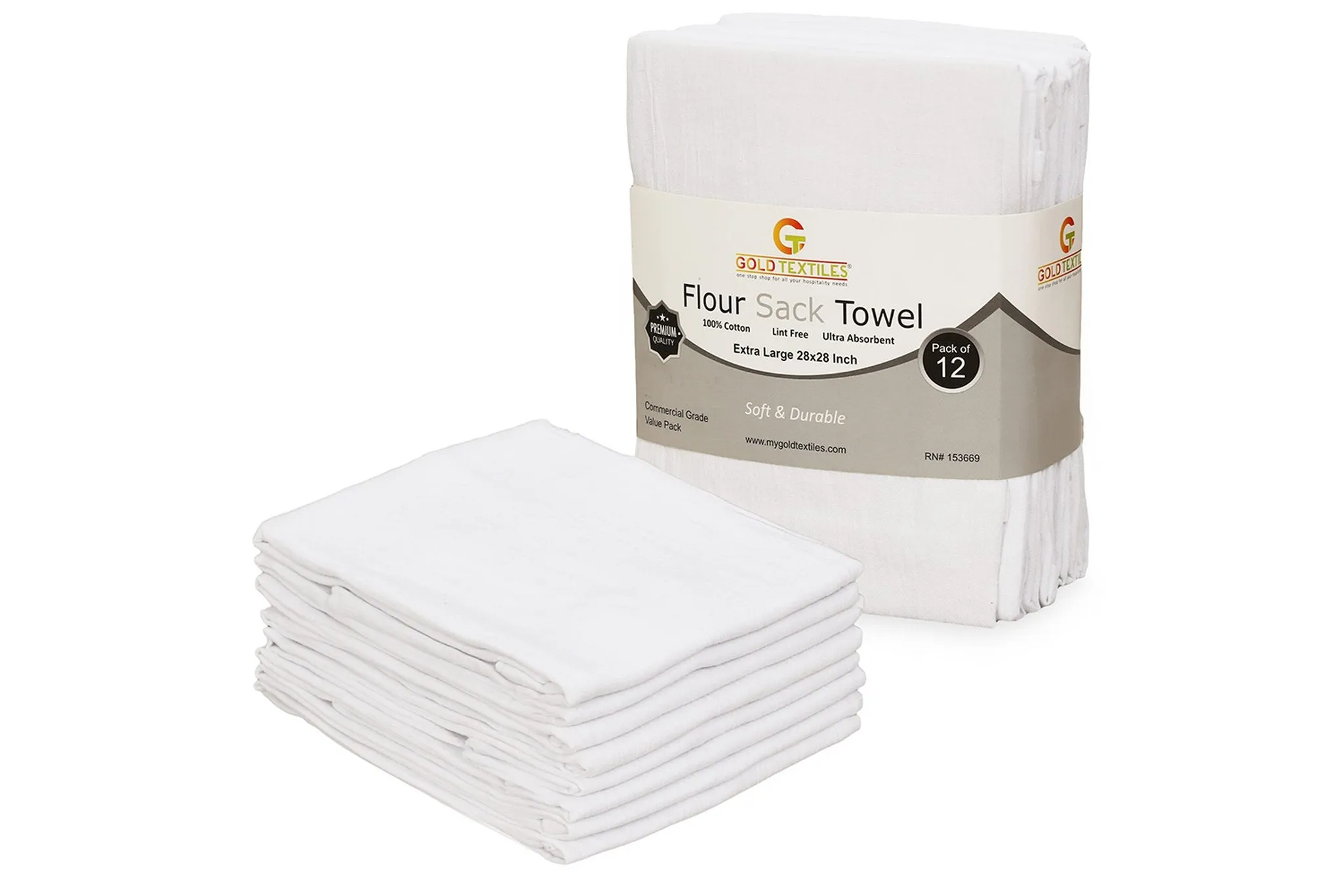 Pack of 192 Flour Sack Towels  Cotton Kitchen Towels (White)  - 28 x 28 Inches –Multipurpose Soft & Absorbent (192, 28x28)