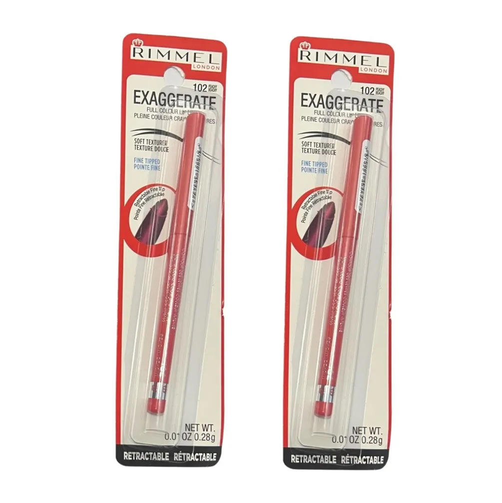 Pack of 2 Rimmel London Exaggerate Full Colour Lip Liner, Peachy Beachy 102