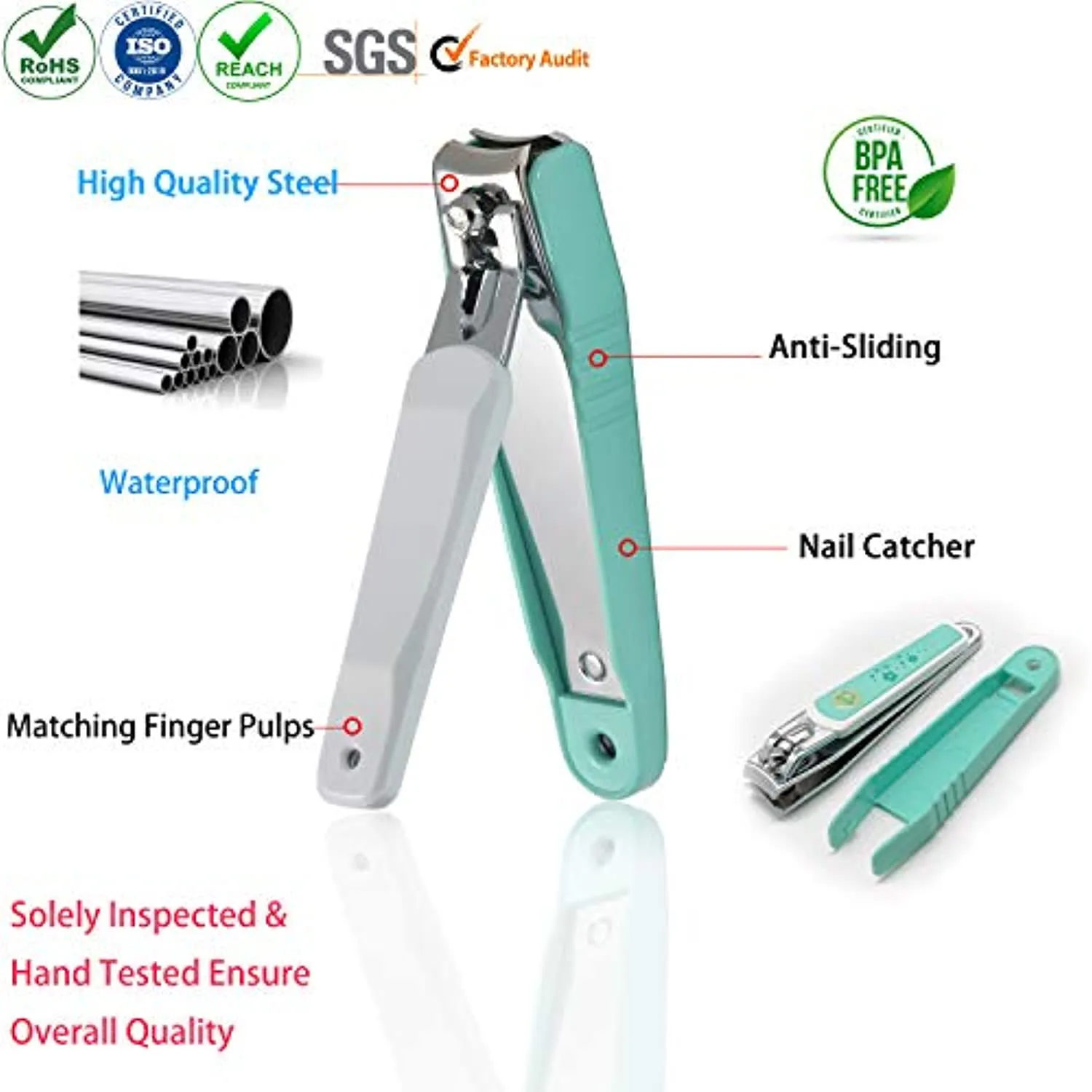 PAFASON Nail Clipper Set with Nail Catcher & Nail File Super Sharp for Fingernail & Toenail Clippers for Men & Women