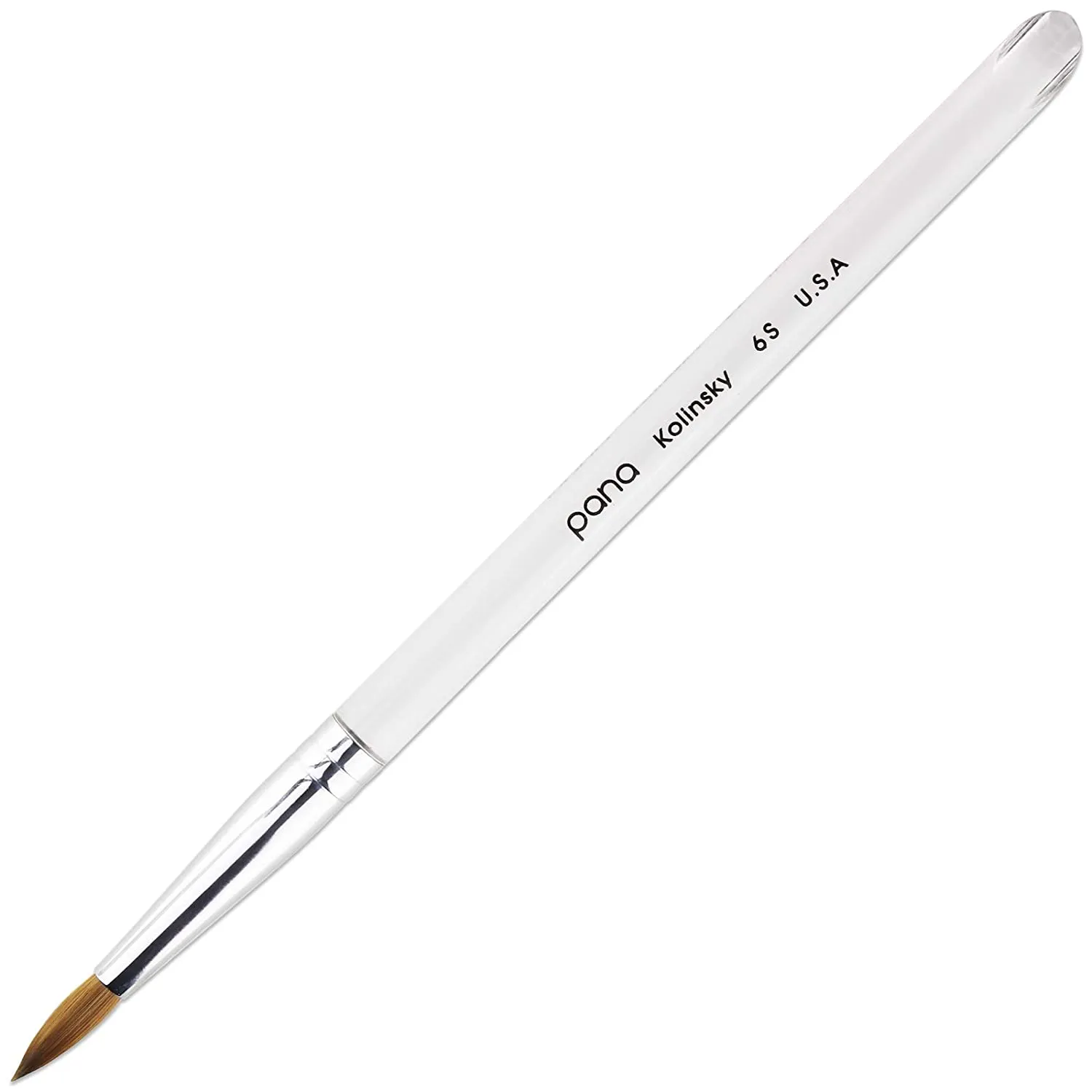 PANA USA Acrylic Nail Brush Pure Kolinsky Hair Acrylic White Swirl Blue Handle with Pink Ferrule Round Shaped - Size 8