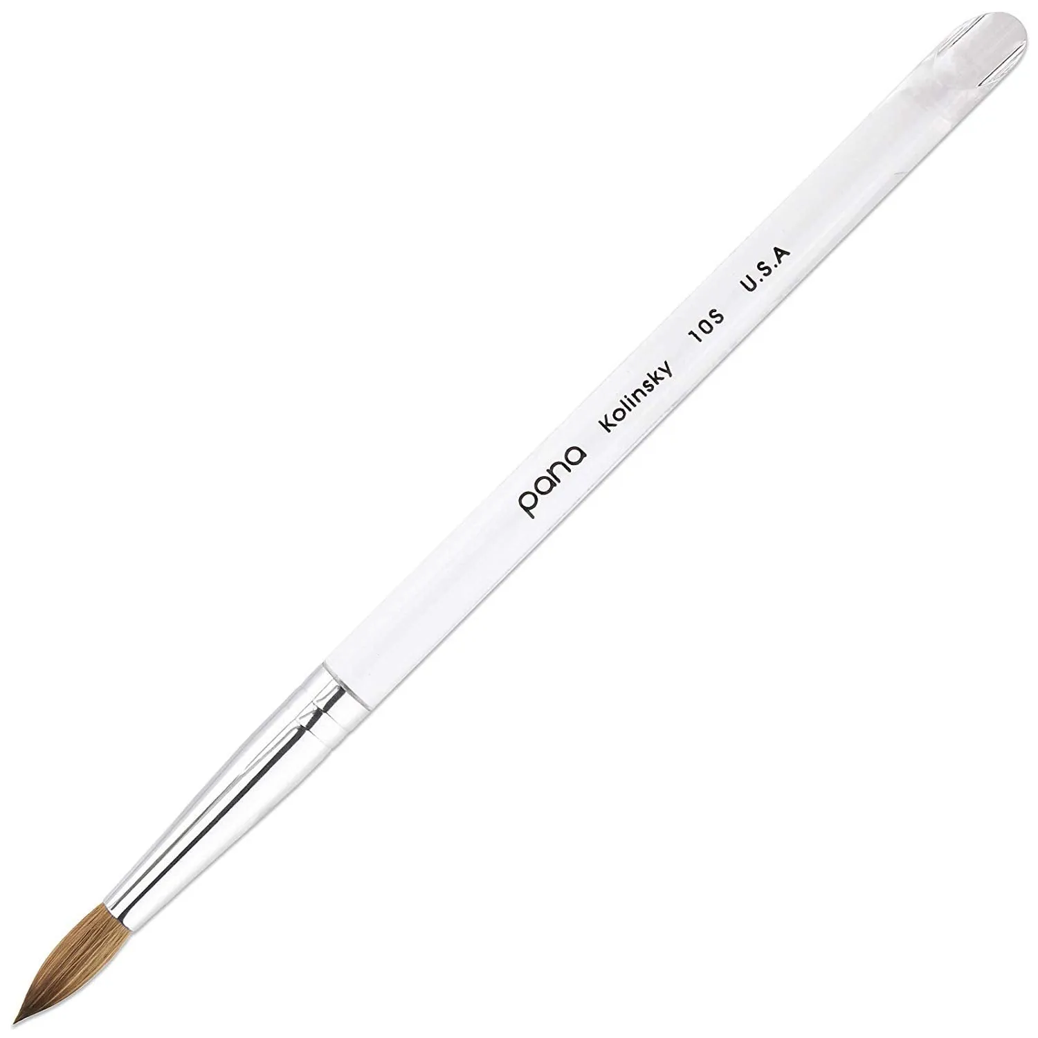 PANA USA Acrylic Nail Brush Pure Kolinsky Hair Acrylic White Swirl Blue Handle with Pink Ferrule Round Shaped - Size 8