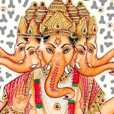 Panchmukhi Ganesha - Marble Painting